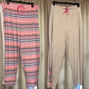 Cuddl Duds 2 Pack Pink Knit Coordinating Print Lounge Pajama Pants Womens 3XL